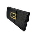 Fendi Black Zucchino Coated Canvas Forever Continental Purse