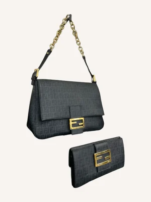 Fendi Zucchino Mamma Baguette Shoulder Bag