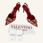 Valentino Red and Beige V Logo Heels