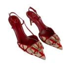Valentino Red and Beige V Logo Heels