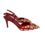 Valentino Red and Beige V Logo Heels