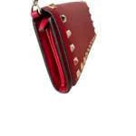 Valentino Vermillion Leather Rockstud Wallet on Chain