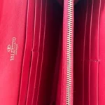 Valentino Vermillion Leather Rockstud Wallet on Chain