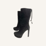 Prada Suede Tassle Accents Lace Up Boots (Size 38)