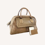 Bottega Veneta Taupe Suede Bowling Bag