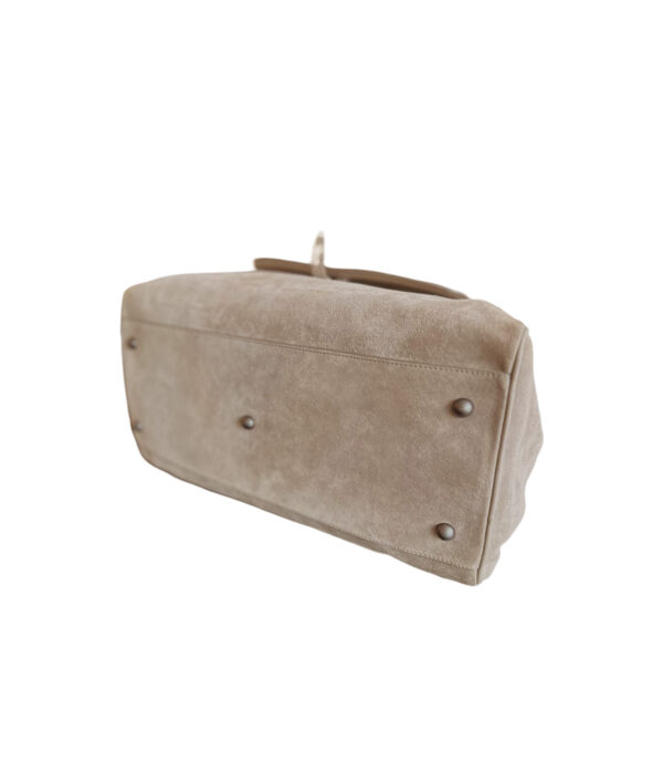 Bottega Veneta Taupe Suede Bowling Bag