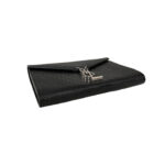 YSL Croc Embossed Patent Leather Cassandra Wallet on Chain