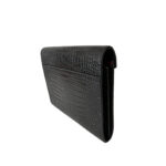 YSL Croc Embossed Patent Leather Cassandra Wallet on Chain