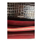 YSL Croc Embossed Patent Leather Cassandra Wallet on Chain