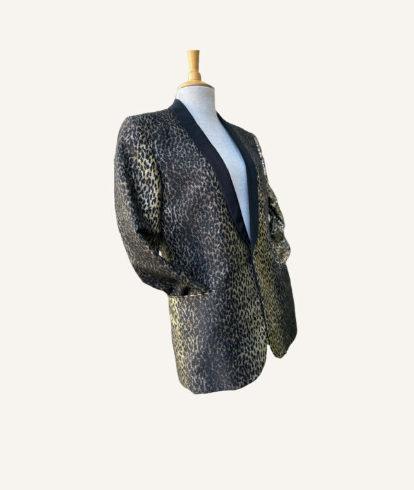 Yves Saint Laurent Iconic Babycat Gold Jaquard Tux Jacket