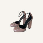Gucci Patent Leather Horsebit Ankle Strap Pumps (Size 38)