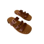 Valentino Brown Leather Flat Slides