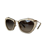 Miu Miu Tortoiseshell Crystal Cat Eye Sunglasses