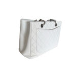 Quilted White Caviar Shopping Bag