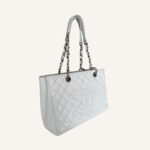 Quilted White Caviar Shopping Bag