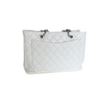 Quilted White Caviar Shopping Bag