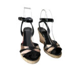 Burberry Patent Leather Black and Novacheck Cross Strap Espadrilles (Size 36)