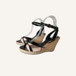 Burberry Patent Leather Black and Novacheck Cross Strap Espadrilles (Size 36)