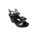 Burberry Leather & Novacheck T Strap Wedge (Size 38)