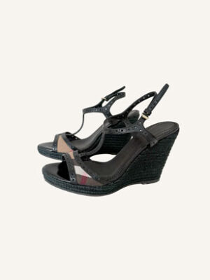Burberry Leather & Novacheck T Strap Wedge (Size 38)