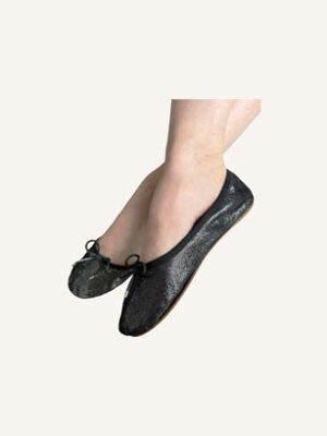 Chanel Black Silver Ballet Flats (Size 37)