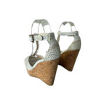 Jimmy Choo Portia Woven Wedge Marble and White (Size 37.5)