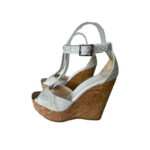 Jimmy Choo Portia Woven Wedge Marble and White (Size 37.5)