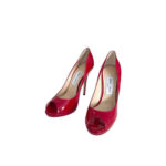 Jimmy Choo Red Patent Leather Peep Toe (Size 37.5)