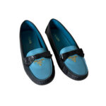 Prada Leather Bow Logo Embellished Loafers (Size 37.5)