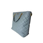 Dolce & Gabbana Light Blue Quilted Leather Tote with Leopard Interior