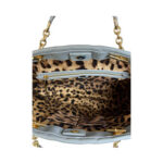 Dolce & Gabbana Light Blue Quilted Leather Tote with Leopard Interior