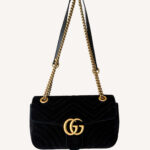 Gucci Marmont crossbody bag with sliding chain strap and matelassé velvet finish