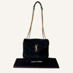 Yves Saint Laurent Suede Loulou bag in black with chevron quilting and YSL monogram