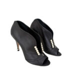 Chanel Pearl Open Toe Booties (Size 42)
