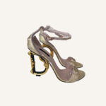 Dolce & Gabbana Nappa Mordore Sandals with Baroque DG Heel (Size 41)