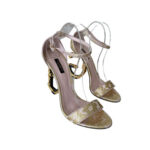 Dolce & Gabbana Nappa Mordore Sandals with Baroque DG Heel (Size 41)