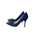 Manolo Blahnik Hangisi Denim & Crystal Pumps (Size 41)