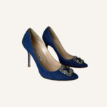 Manolo Blahnik Hangisi Denim & Crystal Pumps (Size 41)