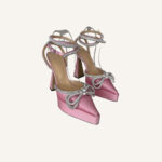 Mach & Mach Double Bow Satin Crystal Embellished Mules (Size 42)