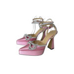 Mach & Mach Double Bow Satin Crystal Embellished Mules (Size 42)