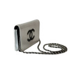 Chanel Timeless Silver Metallic Leather CC Wallet on Chain