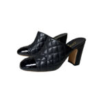 Chanel Black Quilted Leather CC Cap Toe Mules (Size 37.5)