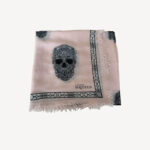 Alexander McQueen baby pink skull print scarf made from silk