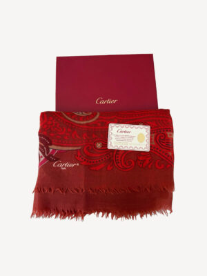 Cartier cashmere scarf featuring elegant paisley pattern in soft luxurious fabric