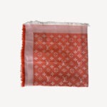 Luxury Louis Vuitton Monogram shawl crafted from premium silk and wool blend