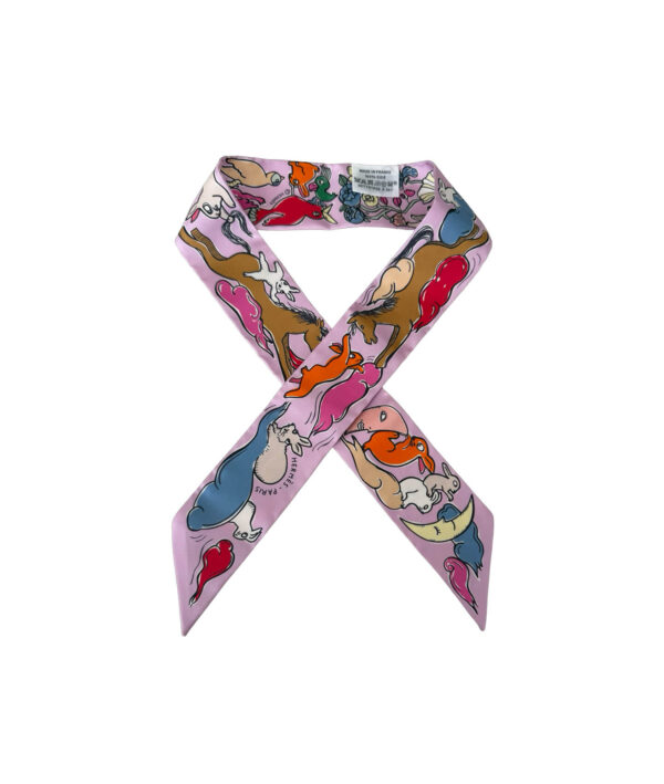 Hermes Twilly Scarf Mille et un Lapins Purple Camel