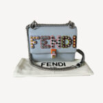 Fendi Kan I Fun Fair handbag in Vitello Liberty leather with colorful studded logo flap