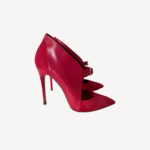 Red Casadei suede and leather pumps with pointed toe and stiletto heel