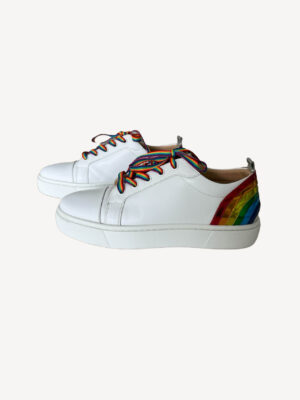 Christian Louboutin Arkenspeed Rainbow white leather trainers with multicolour heel and laces