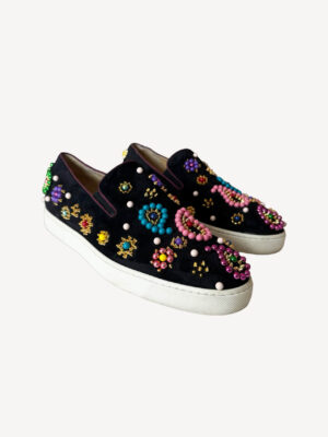 Christian Louboutin Boat Candy black suede loafers with stud embellishments